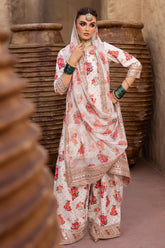 CHARIZMA-3PC SHAMOZE SILK PRINTED EMB SHIRT WITH SOFT SILK PRINTED EMB DUPATTA & EMB TROUSER-ADR-1707