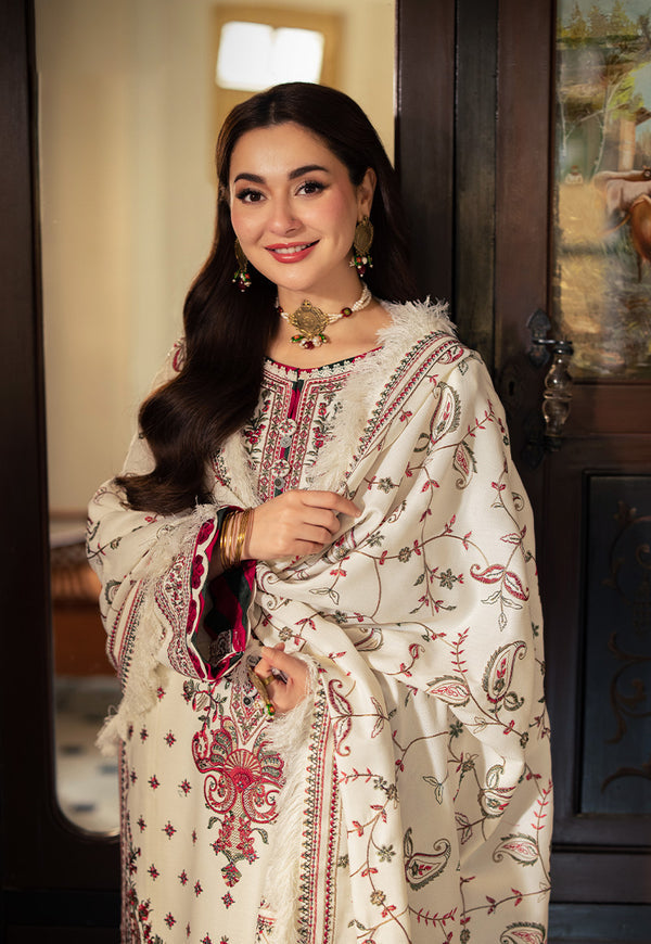 ASIM JOFA-3PC DHANAK SEQUENCE EMBROIDERED SHIRT WITH DHANAK EMBROIDERED SHAWL & DHANAK TOUSER-ADR-4060