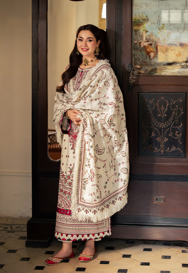 ASIM JOFA-3PC DHANAK SEQUENCE EMBROIDERED SHIRT WITH DHANAK EMBROIDERED SHAWL & DHANAK TOUSER-ADR-4060