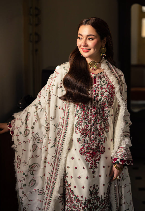 ASIM JOFA-3PC DHANAK SEQUENCE EMBROIDERED SHIRT WITH DHANAK EMBROIDERED SHAWL & DHANAK TOUSER-ADR-4060