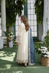 MEHMAL-SNOW DROP-3PCS-LAWN EMBROIDERED SHIRT WITH EMBROIDERED PRINTED DUPPATTA & DYED TROUSER-ADR-03
