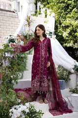 MEHMAL-MELIGEND-3PCS-LAWN EMBROIDERED SHIRT WITH ORGANZA DUPPATTA & DYED TROUSER-ADR-01