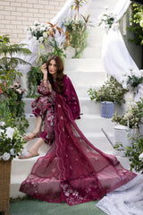 MEHMAL-MELIGEND-3PCS-LAWN EMBROIDERED SHIRT WITH ORGANZA DUPPATTA & DYED TROUSER-ADR-01