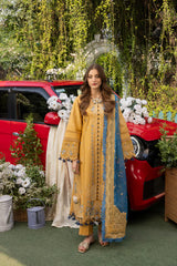 MEHMAL-FLORENCE-3PCS-LAWN EMBROIDERED SHIRT WITH EMBROIDERED PRINTED DUPPATTA & TROUSER-ADR-02