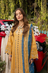 MEHMAL-FLORENCE-3PCS-LAWN EMBROIDERED SHIRT WITH EMBROIDERED PRINTED DUPPATTA & TROUSER-ADR-02