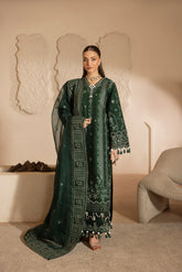 MEHMAL-ZINIA-3PCS-LAWN EMBROIDERED SHIRT WITH EMBROIDERED ORGANZA DUPPATTA & DYED TROUSER-ADR-07