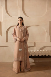 MEHMAL_DUSTY ROSE-RAW SILK HAND ENSEMBLE EMBROIDERED-ADR-100011