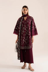 SAPPHIRE-3PC LAWN LASER WORK EMBROIDERED SHIRT WITH KHADDI NET EMBROIDERED DUPATTA AND TROUSER-ADR-4666