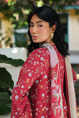 QALAMQAR-3PC LAWN EMBROIDERED PRINTED SHIRT WITH SILK PRINT DUPATTA AND TROUSER-ADR-051
