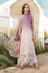 MARIA.B-3PC LAWN PRINTED EMB SHIRT WITH CHIFFON PRINT DUPATTA AND PRINT TROUSER-ADR-2511