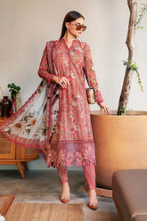 MARIA.B-3PC LAWN PRINTED EMB SHIRT WITH CHIFFON PRINT DUPATTA AND PRINT TROUSER-ADR-2505