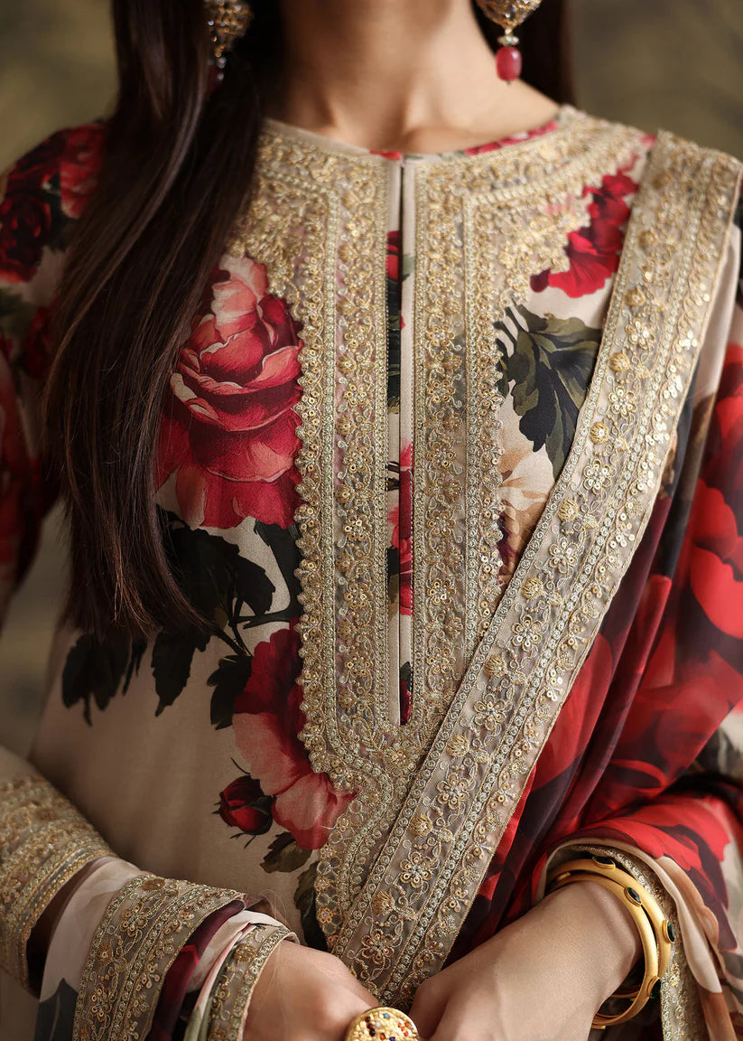 ZAINAB CHOTANI-3PC SHAMOZ SILK PRINT EMBROIDERED SHIRT WITH SOFT SILK PRINT EMBROIDERED DUPATTA & EMB SILK TROUSER ADR-1706