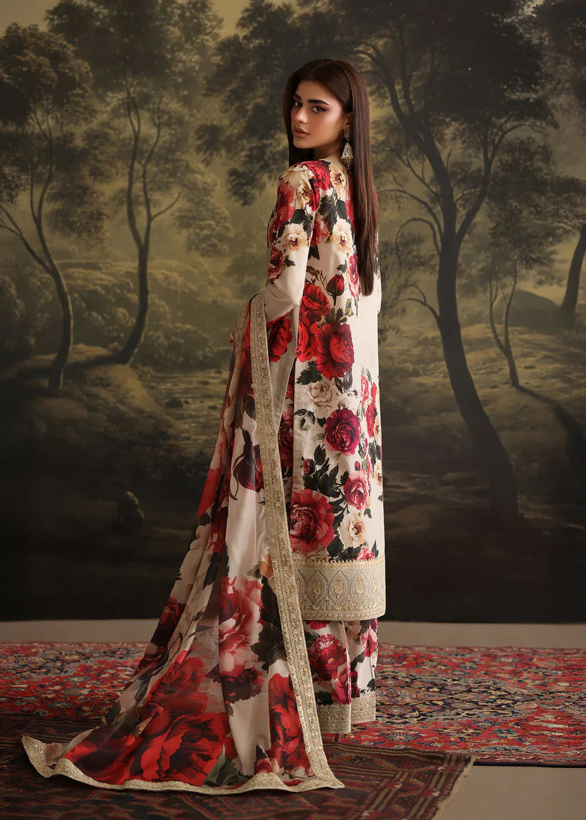 ZAINAB CHOTANI-3PC SHAMOZ SILK PRINT EMBROIDERED SHIRT WITH SOFT SILK PRINT EMBROIDERED DUPATTA & EMB SILK TROUSER ADR-1706