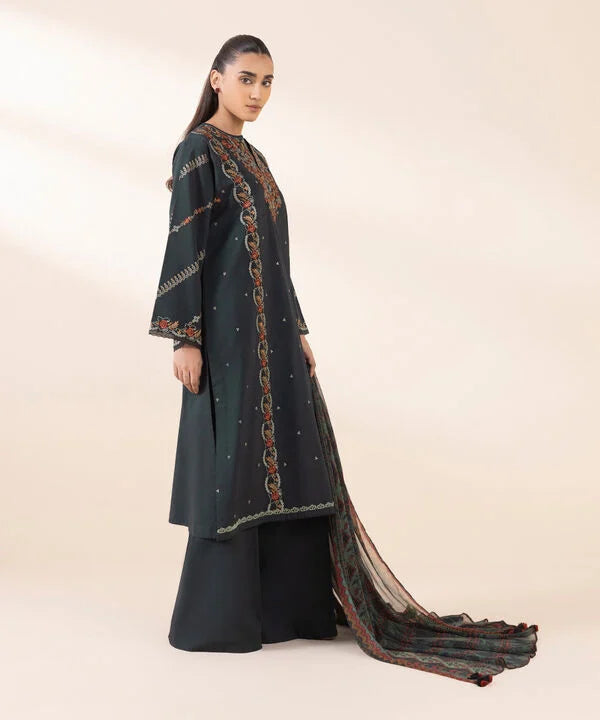 SAPPHIRE-3PC LAWN EMBROIDERED SHIRT WITH MONARK PRINT DUAPATTA AND TROUSER-ADR-3651