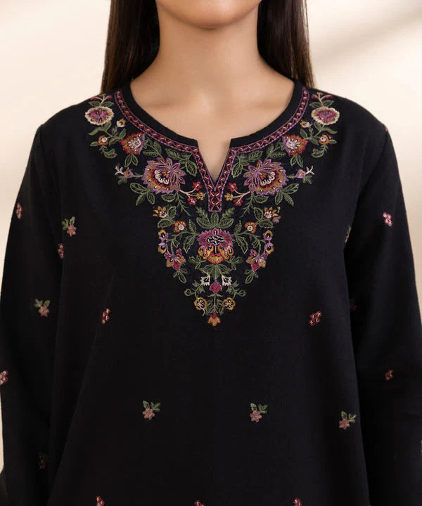 SAPPHIRE-3PC DHANAK EMBROIDERED SHIRT WITH COUTRAI WOOL PRINT SHAWL & TROUSER-ADR-4117