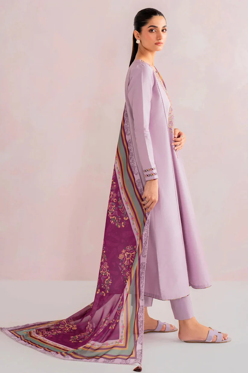 JAZMIN - 3PC LAWN EMBROIDERED SHIRT WITH MONARK PRINTED DUPATTA AND TROUSER-ADR-3735