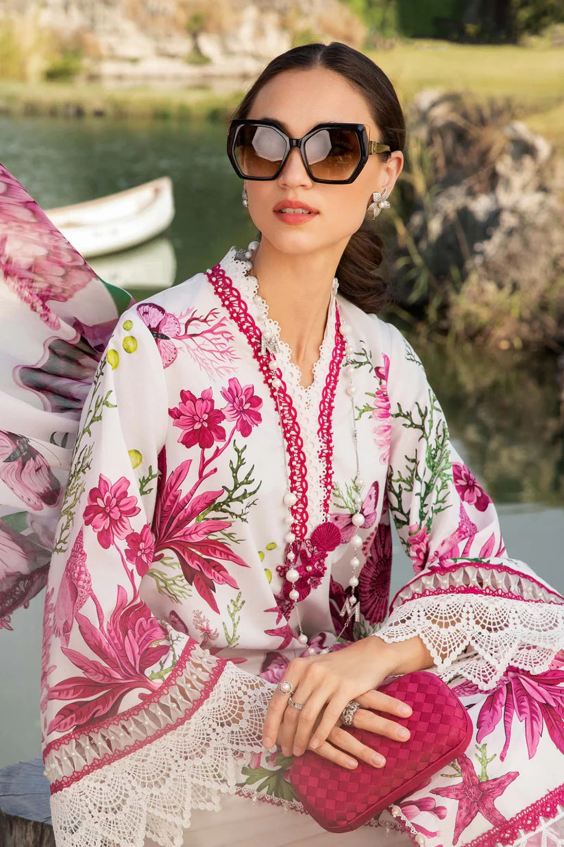 MARIA.B-3PC LAWN EMBROIDERED PRINTED SHIRT WITH CHIFFON PRINT DUPATTA AND PRINT TROUSER-ADR-2520