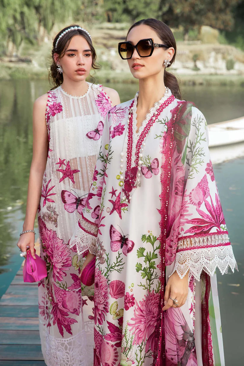 MARIA.B-3PC LAWN EMBROIDERED PRINTED SHIRT WITH CHIFFON PRINT DUPATTA AND PRINT TROUSER-ADR-2