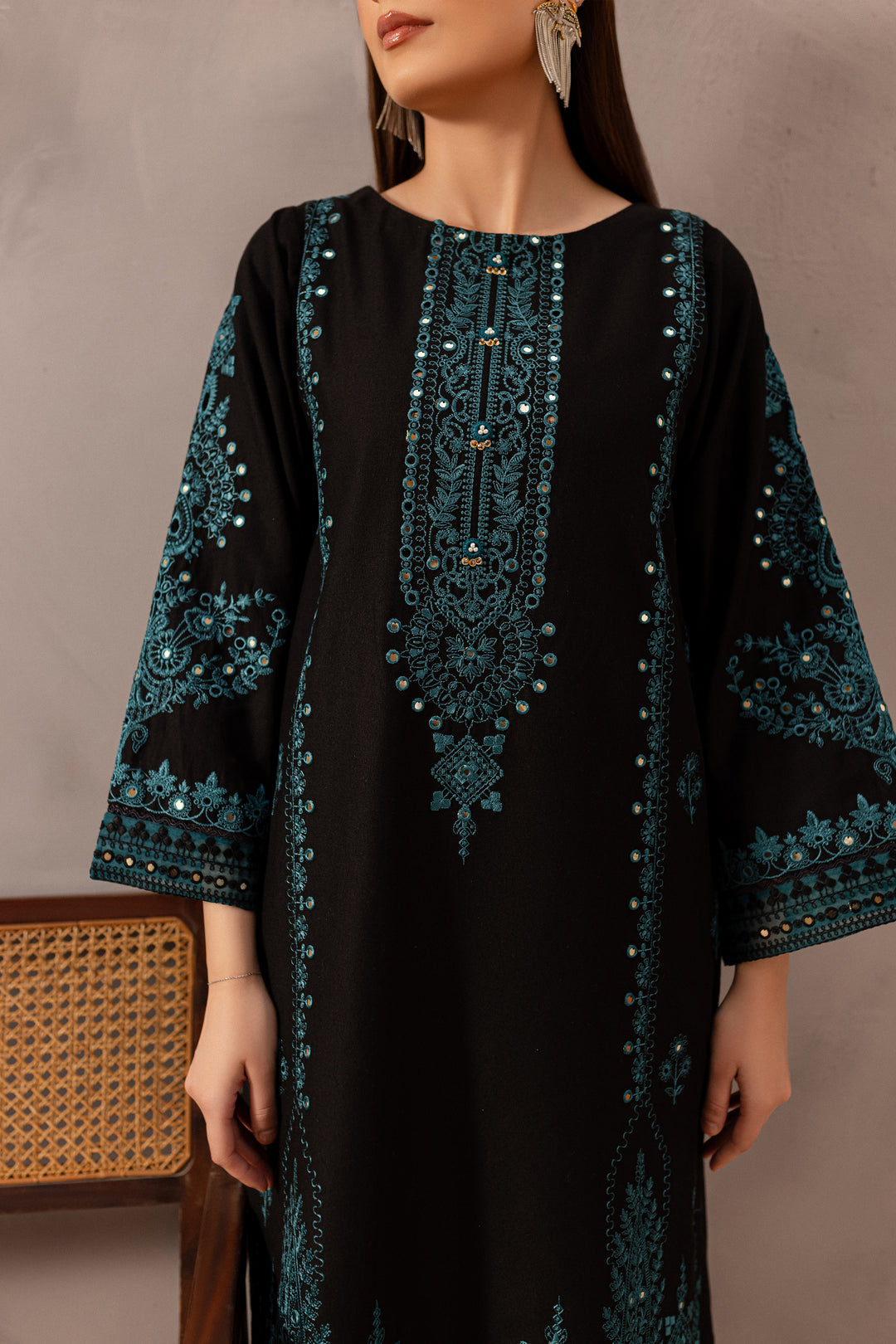 BATIK-2PC SEQUIN LAWN EMBROIDERED SHIRT WITH SEQUIN LAWN EMBROIDERED TROUSER-ADR-3462