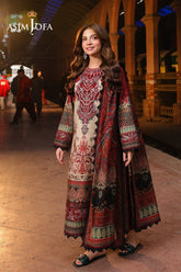 ASIM JOFA-3PC LAWN DIGITAL PRINTED SHIRT WITH SILK PRINTED DUPATTA AND PRINTED TROUSER-ADR-060
