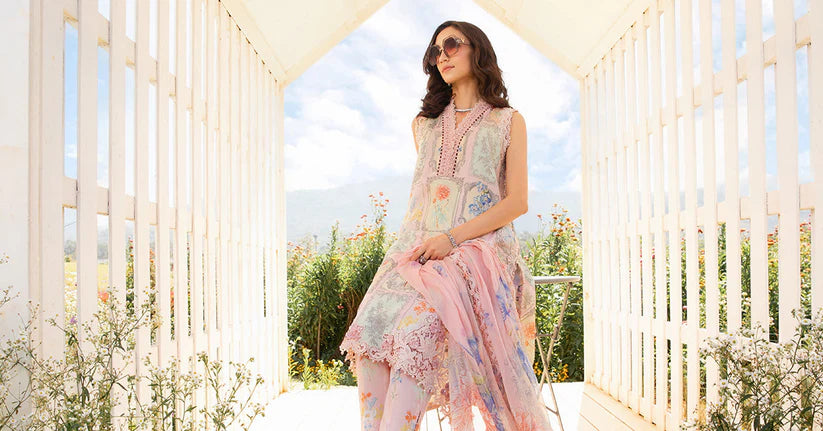 MARIA.B-3PC LAWN EMBROIDERED PRINTED SHIRT WITH CHIFFON PRINT DUPATTA AND PRINT TROUSER-ADR-2522