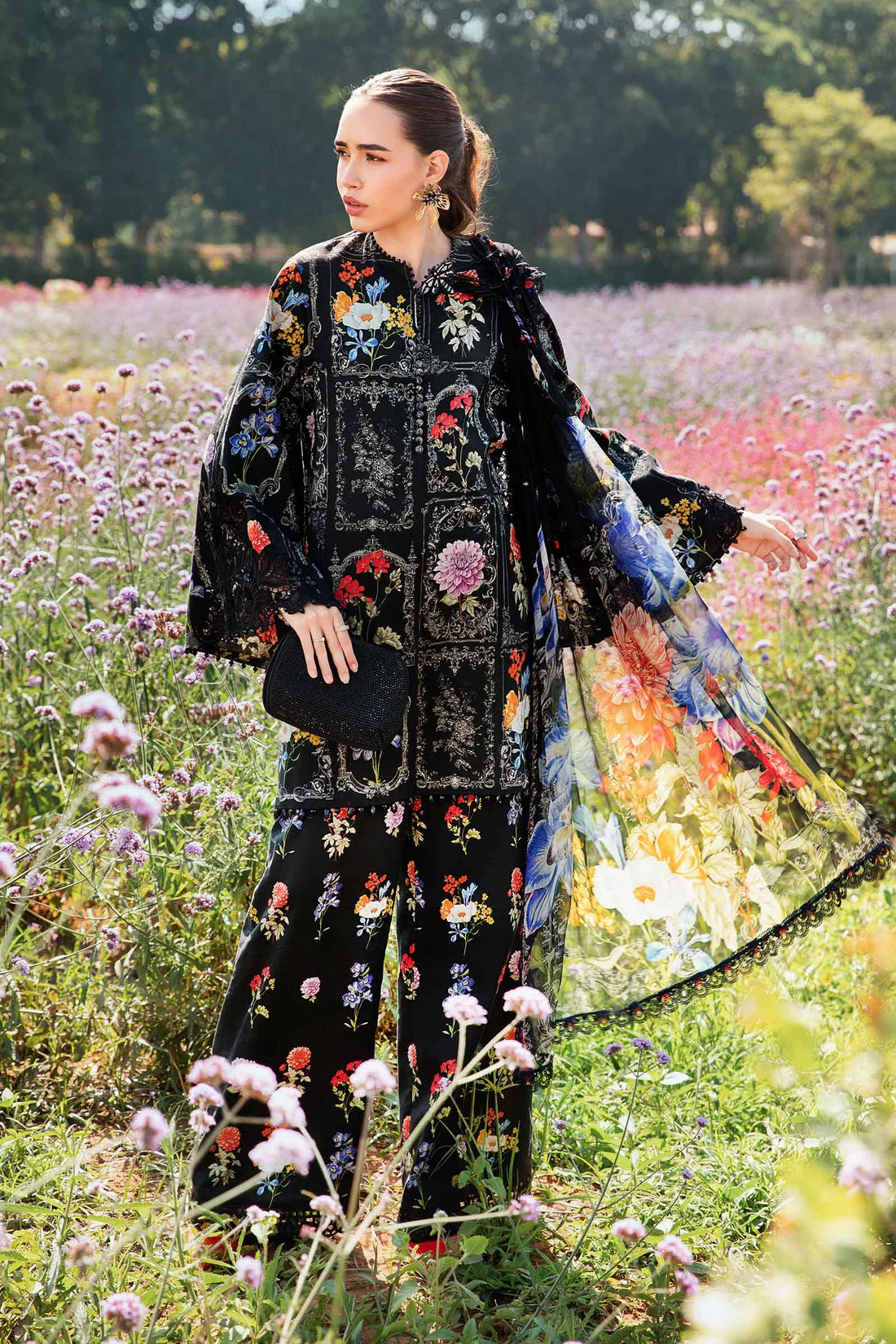 MARIA.B-3PC LAWN EMBROIDERED PRINTED SHIRT WITH CHIFFON PRINT DUPATTA AND PRINT TROUSER-ADR-2521