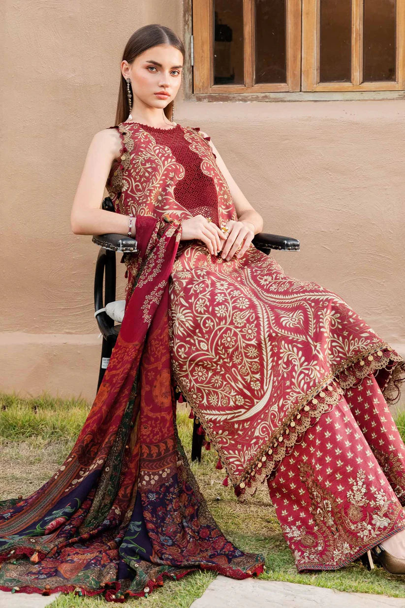 MARIA.B-3PC LAWN EMBROIDERED PRINTED SHIRT WITH CHIFFON PRINT DUPATTA AND PRINT TROUSER-ADR-2518