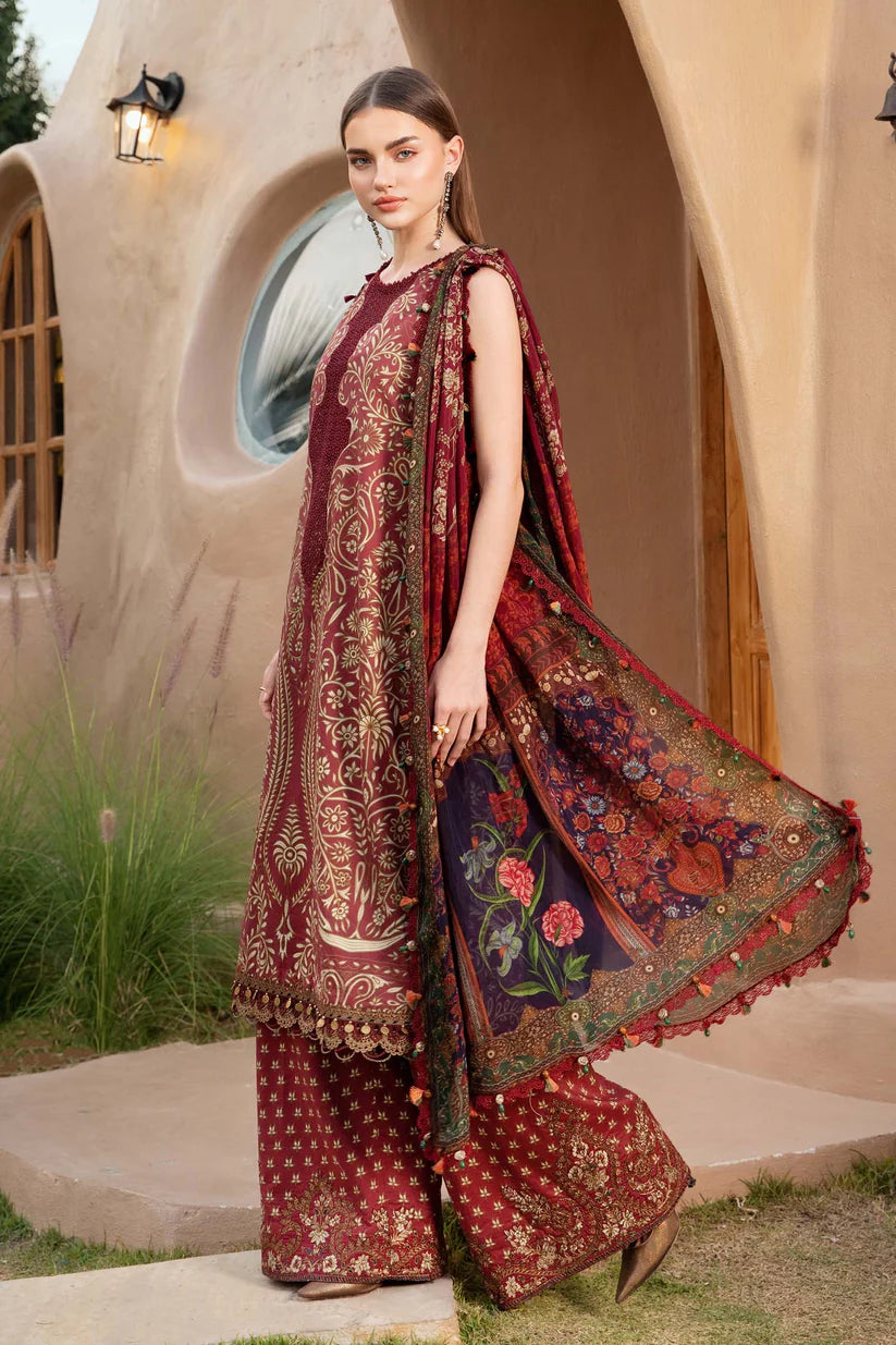 MARIA.B-3PC LAWN EMBROIDERED PRINTED SHIRT WITH CHIFFON PRINT DUPATTA AND PRINT TROUSER-ADR-2518