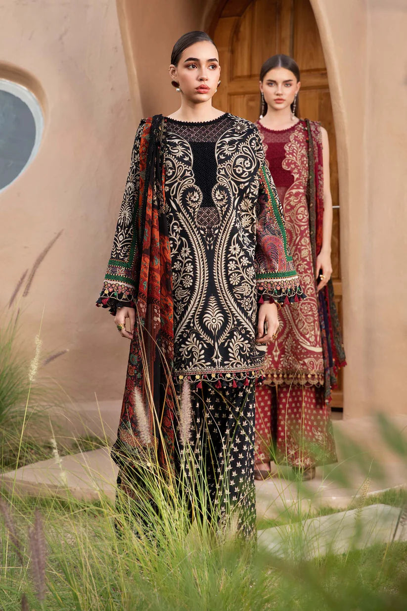 MARIA.B-3PC LAWN EMBROIDERED PRINTED SHIRT WITH CHIFFON PRINT DUPATTA AND PRINT TROUSER-ADR-2517