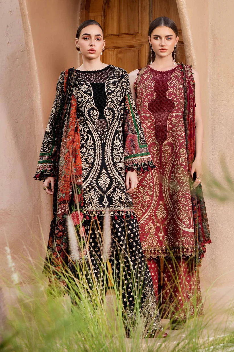 MARIA.B-3PC LAWN EMBROIDERED PRINTED SHIRT WITH CHIFFON PRINT DUPATTA AND PRINT TROUSER-ADR-2517