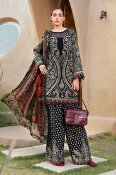 MARIA.B-3PC LAWN EMBROIDERED PRINTED SHIRT WITH CHIFFON PRINT DUPATTA AND PRINT TROUSER-ADR-2517
