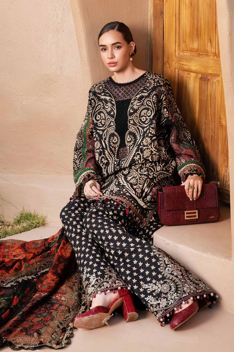 MARIA.B-3PC LAWN EMBROIDERED PRINTED SHIRT WITH CHIFFON PRINT DUPATTA AND PRINT TROUSER-ADR-2517
