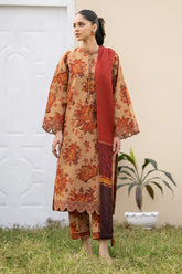 BAROQUE-3PC KHADDAR PRINTED SHIRT WITH KHADDAR PRINT DUPATTA AND PRINT TROUSER-ADR-2632