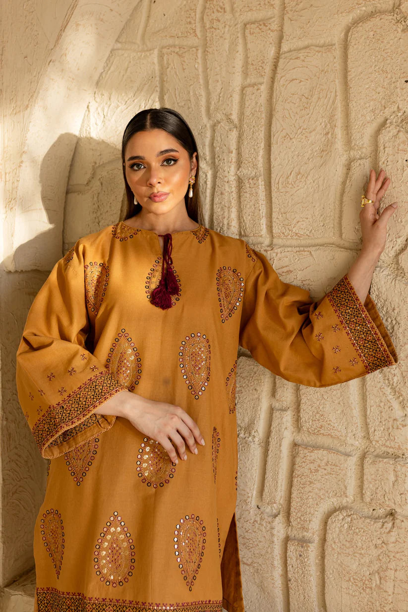 ZARA SHAHJAHAN-2PC DHANAK EMBROIDRED SHIRT WITH AND EMBROIDRED TROUSER-ADR-3334