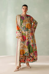 BAROQUE-3PC VISCOSE PRINTED SHIRT WITH VISCOSE PRINTED DUPATTA AND TROUSER-ADR-2636
