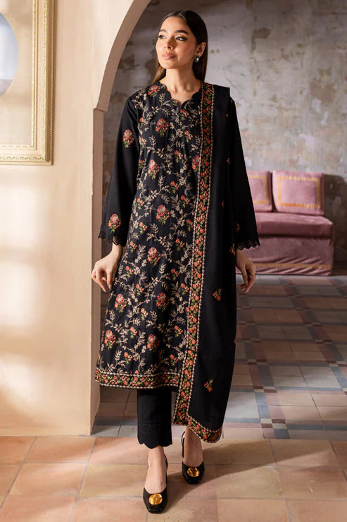 BAREEZE-3PC DHANAK EMBROIDERED SHIRT WITH DHANAK EMBROIDERED SHAWL & TROUSER-ADR-4227