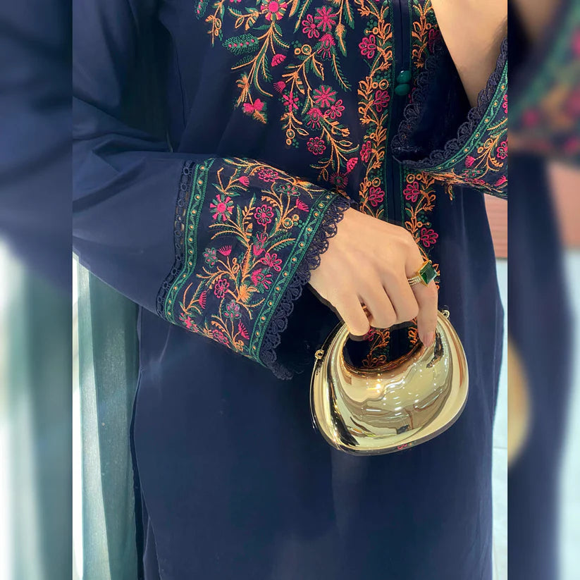 ADORE-3PC DHANAK EMBROIDERED SHIRT WITH BAMBER CHIFFON DUPATTA AND EMB TROUSER-ADR-4076