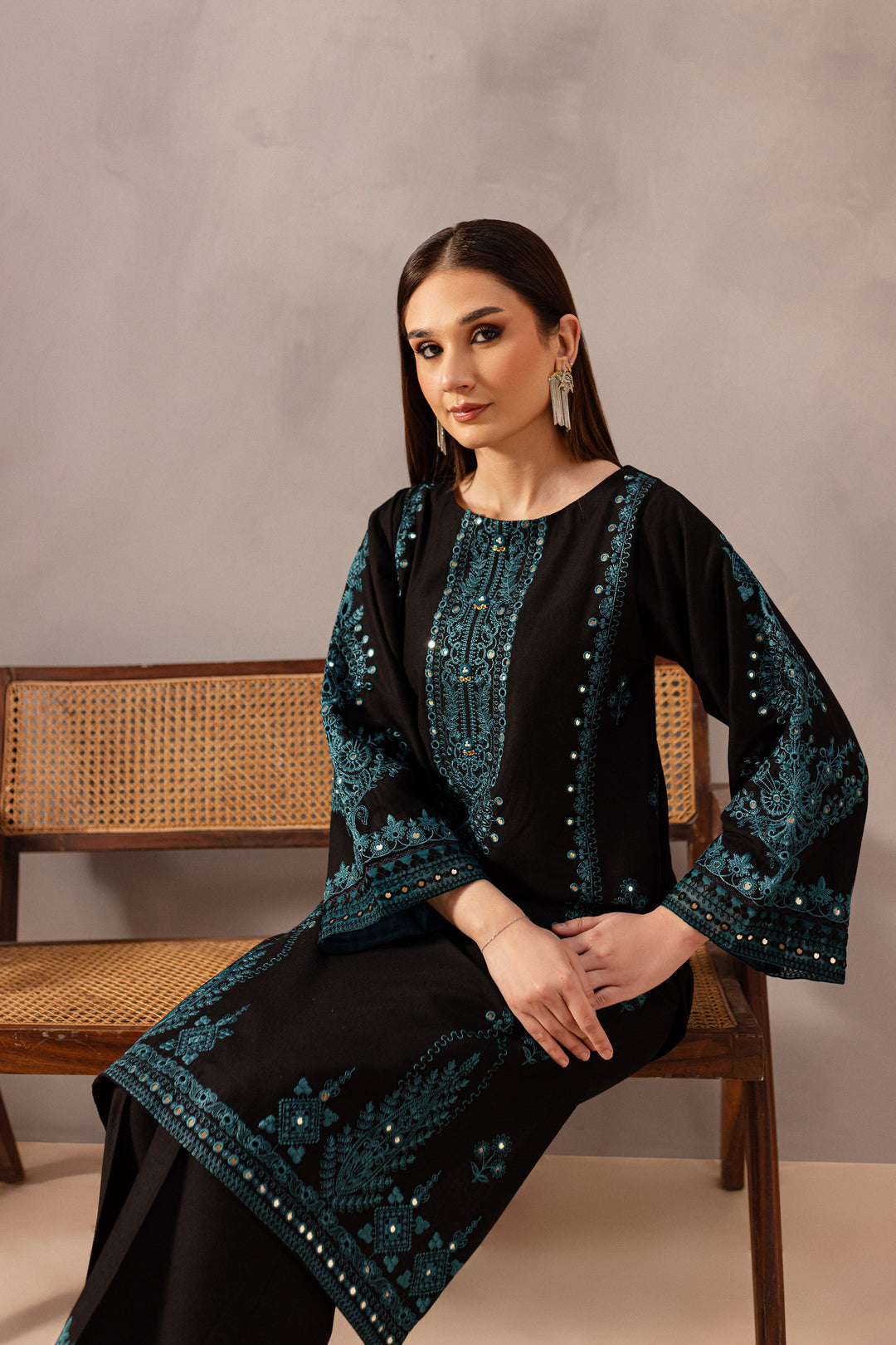 BATIK-2PC SEQUIN LAWN EMBROIDERED SHIRT WITH SEQUIN LAWN EMBROIDERED TROUSER-ADR-3462