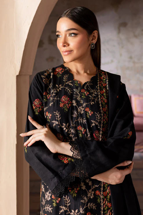 BAREEZE-3PC DHANAK EMBROIDERED SHIRT WITH DHANAK EMBROIDERED SHAWL & TROUSER-ADR-4227
