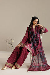 JAZMIN-3PC LAWN PRINTED EMBROIDERED SHIRT WITH BLOSSOM PRINT DUPATTA AND PRINT EMB TROUSER-ADR-005