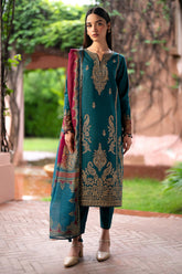JAZMIN- 3PC LAWN EMBROIDERED SHIRT WITH MONARK PRINT DUPATTA AND TROUSER-ADR-3581