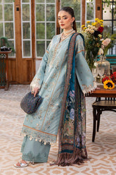 SAPPHIRE-3PC DHANAK EMBROIDERED SHIRT WITH COURTRAI PRINTED SHAWL AND TROUSER-ADR-4267