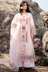 MAHNUR-3PC LAWN LASER WORK EMBROIDERED SHIRT WITH KHAADI NET EMBROIDERED DUPATTA AND TROUSER-ADR-4762