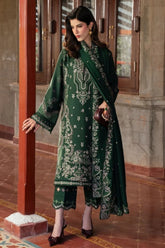 SAPPHIRE-3PC DHANAK EMBROIDERED SHIRT WITH DHANAK EMBROIDERED SHAWL AND EMB TROUSER-ADR-5044