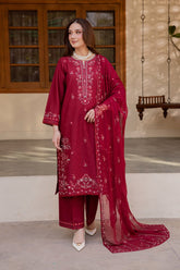 BATIK-3PC LAWN EMBROIDERED SHIRT WITH CHIFFON EMBROIDERED DUPATTA AND TROUSER-ADR-4824