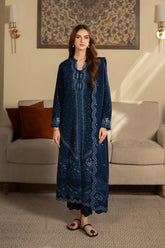 SAPPHIRE-3PC DHANAK EMBROIDERED SHIRT WITH DHANAK EMBROIDERED SHAWL AND TROUSER-ADR-4392