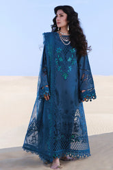 NUREH-3PC LAWN LASERWORK EMBROIDERED SHIRT WITH CHIFFON PRINTED EMB DUPATTA AND TROUSER-ADR-4784