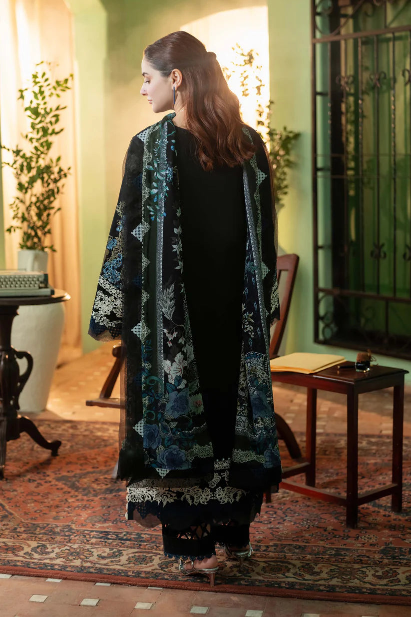JADE-3PC DHANAK EMBROIDERED SHIRT WITH COUTRAI PRINTED SHAWL & DHANAK TOUSER-ADR-4227
