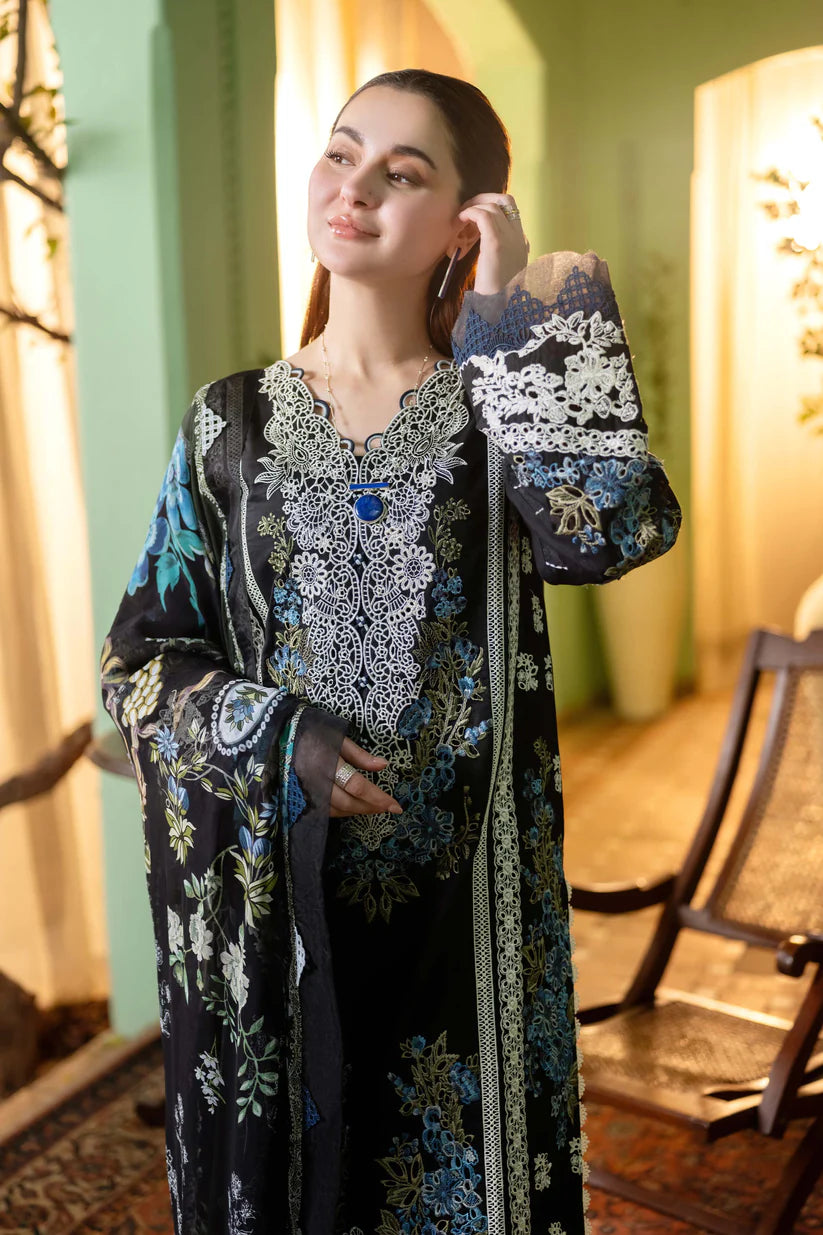 JADE-3PC DHANAK EMBROIDERED SHIRT WITH COUTRAI PRINTED SHAWL & DHANAK TOUSER-ADR-4227