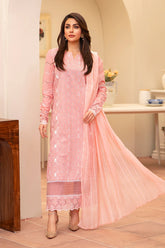 MIRAKHI-3PC LAWN CHIKENKARI EMBROIDERED SHIRT WITH LAWN TUBE SLUB DUPATTA-ADR